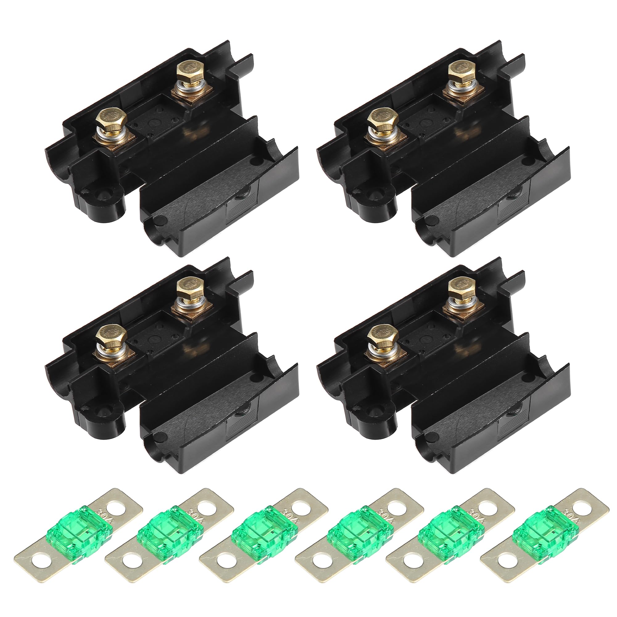 T30Aヒューズ インラインホルダー付き 電気保護ヒューズブル カーオーディオ ビデオステレオ用 ブラッ..