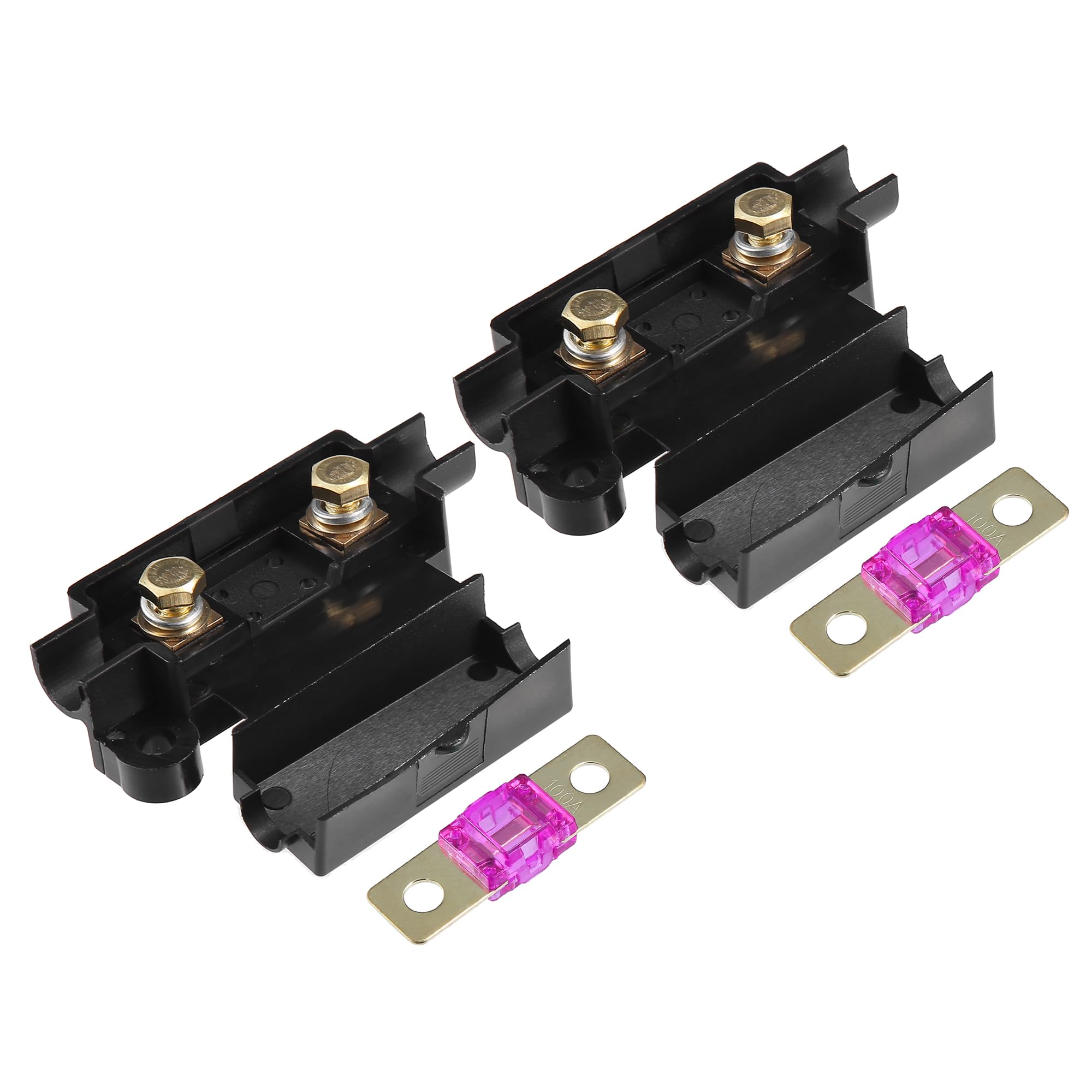 T100Aヒューズ 電気保護ヒューズ インラインホルダ付き カーオーディオビデオステレオ用 ブラック 2セ..