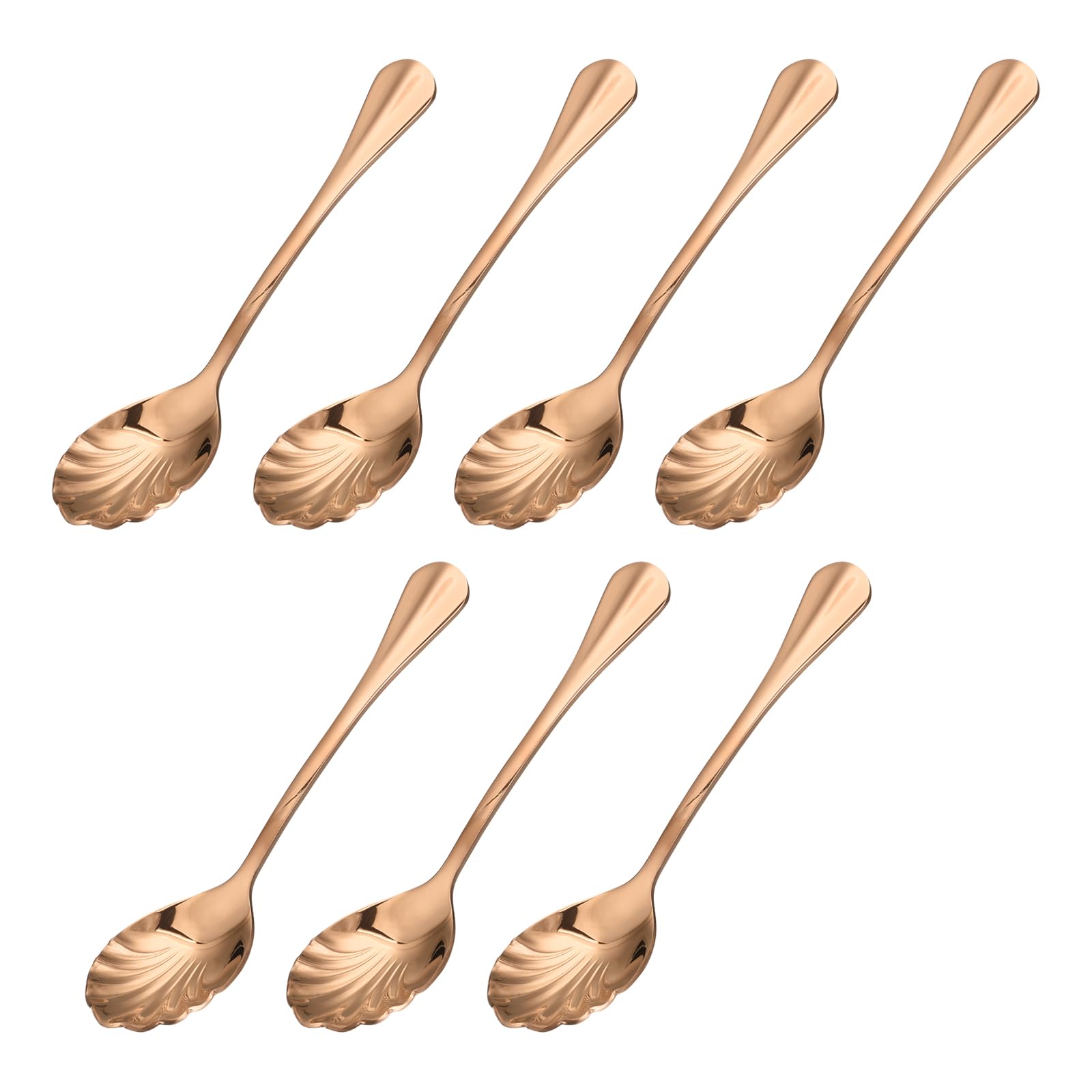 T 7個セット ステンレススチール シェル型 コーヒースプーン 食器 デザートスプーン ステアリング ミキシングスプーン ティー コーヒー ケーキ シュガー用 5
