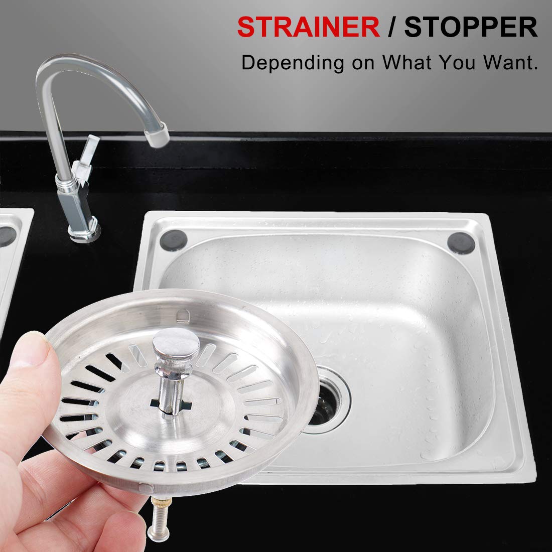 T シンク排水栓 ポスト付き ステンレス鋼 ブロッキング防止 メッシュ排水管 家庭用 バスルーム用 シルバートーン メッシュ水切り