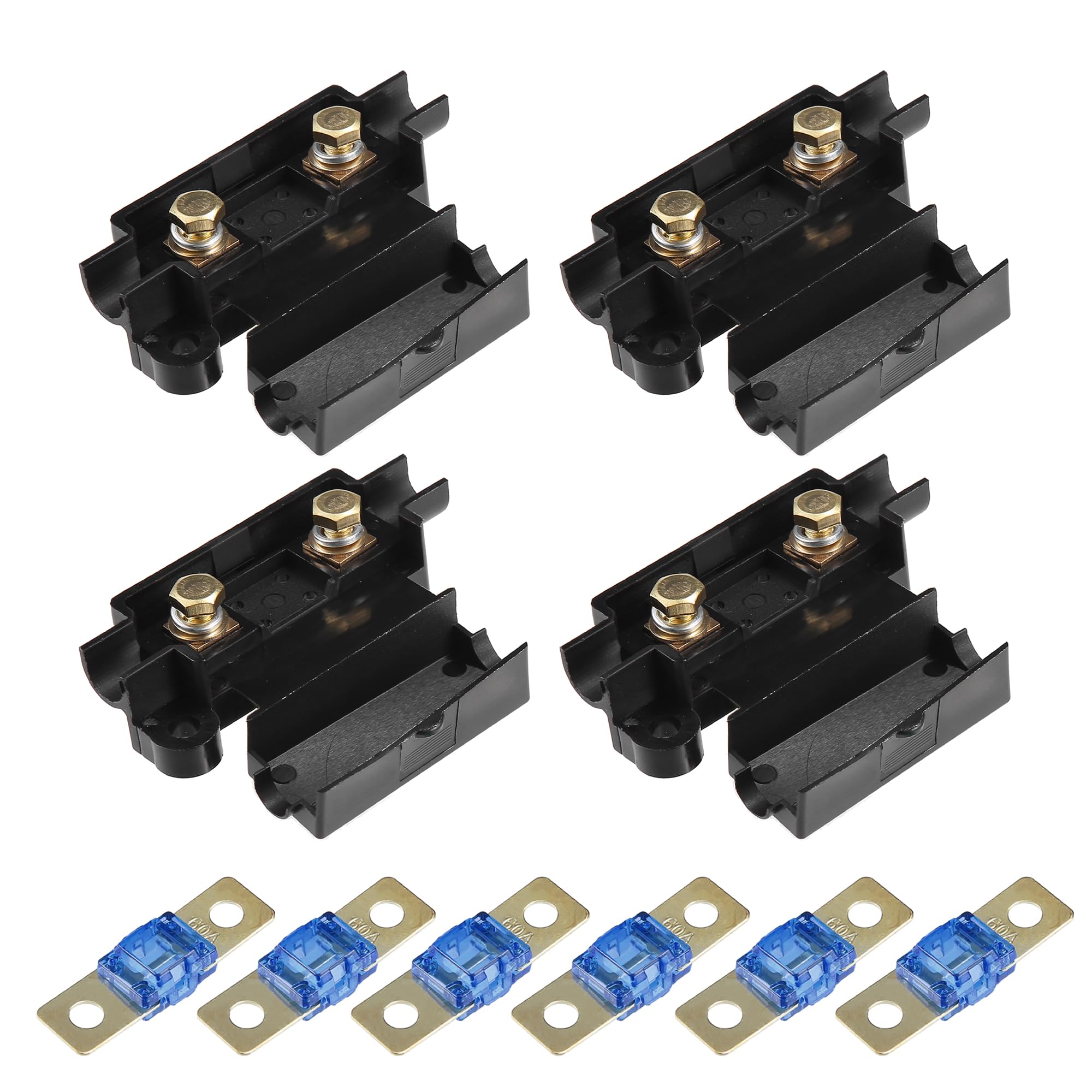 T60Aヒューズ インラインホルダー付き 電気保護ヒューズブル カーオーディオ ビデオステレオ用 ブラッ..