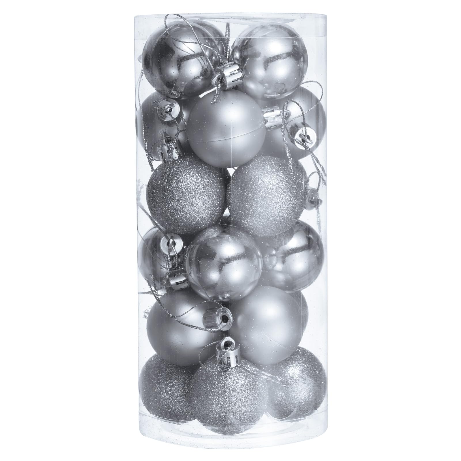 T24個セット 1.5" クリスマスボールオーナメント シャッタープルーフ クリスマスツリー装飾 吊り下げボール クリスマスツリーのホリデー装飾用 (シルバー)