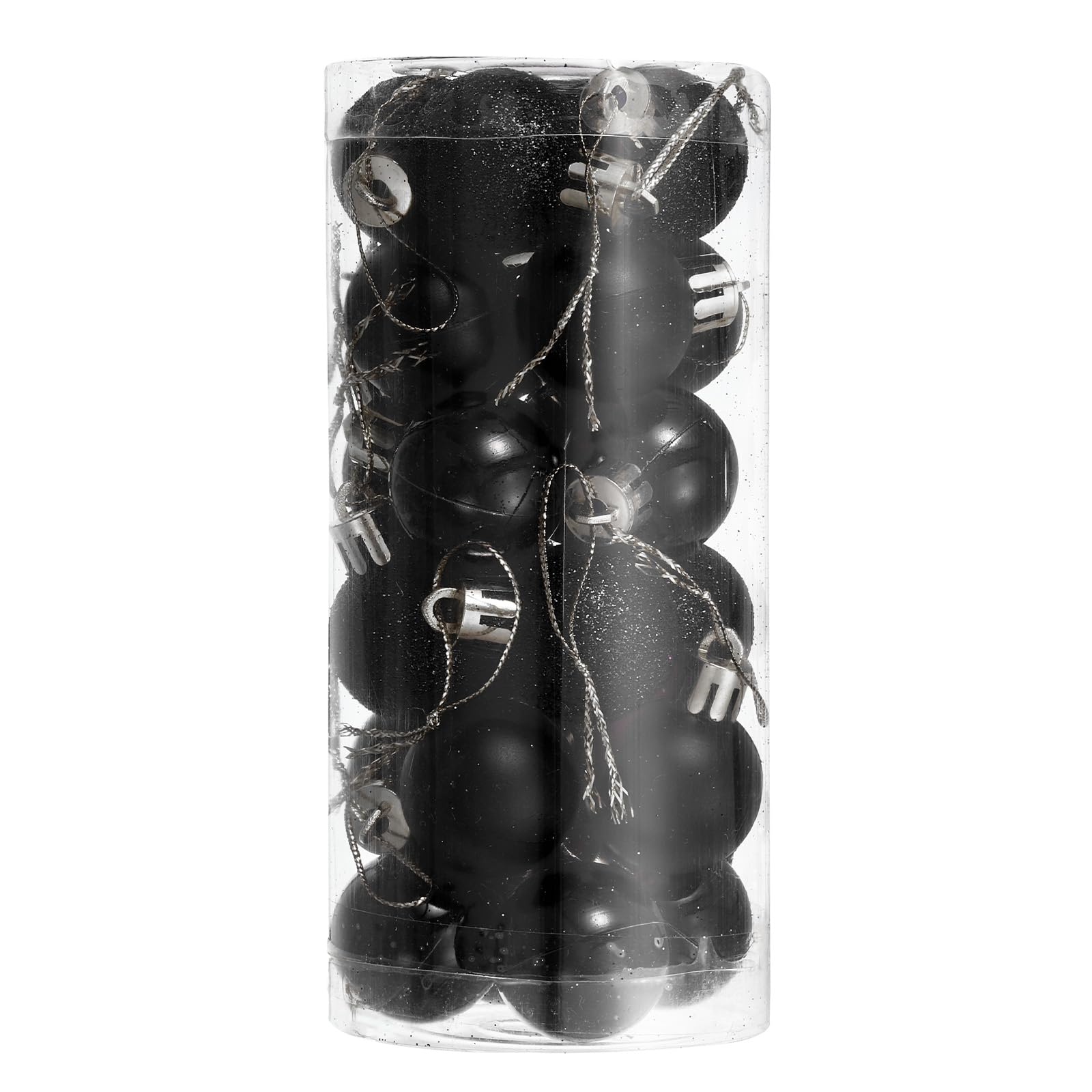 T24個セット 1.1" クリスマスボールオーナメント シャッタープルーフ クリスマスツリー装飾 吊り下げボール クリスマスツリーのホリデー装飾用 (黒)