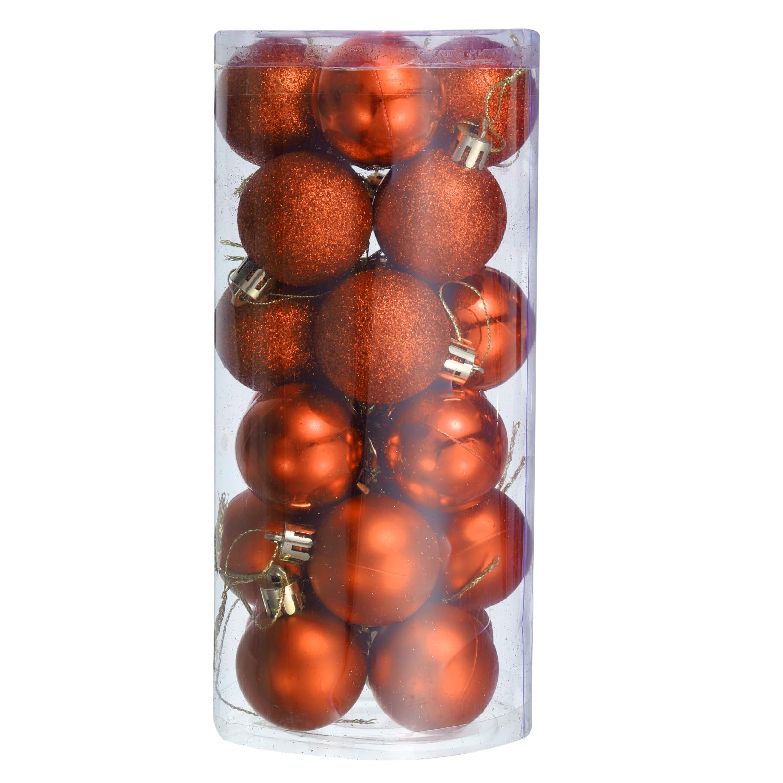 T24個セット 1.5" クリスマスボールオーナメント シャッタープルーフ クリスマスツリー装飾 吊り下げボール クリスマスツリーのホリデー装飾用 (オレンジ)