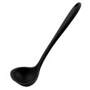 T スープレードルスプーン シリコーン 長さ29.5 cm 耐熱温度450°F ワンピースのデザイン レストラン キッチン 調理器具 スープ用 ブラック