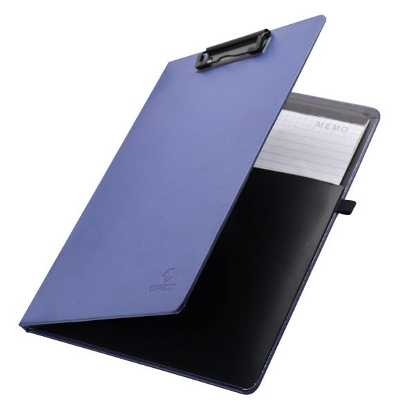 バインダー A4 クリップファイルボード プレゼント PU 360°折りたたみ 事務用品 筆記用 ブル