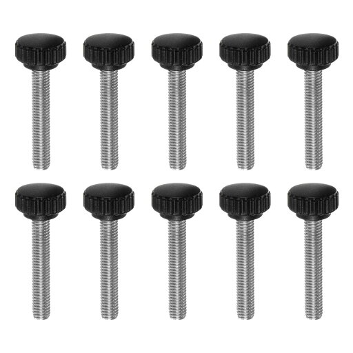 10個 ローレットクランプノブ サムスクリュー M8 x 50mm メトリックオスネジ 22mm 304 ステンレススチールスタッド 手ネジノブ サムスクリューハンドル 黒 10個 ローレットクランプノブ サムスクリュー M8 x 50mm メトリックオスネジ 22mm 304 ステンレススチールスタッド 手ネジノブ サムスクリューハンドル 黒