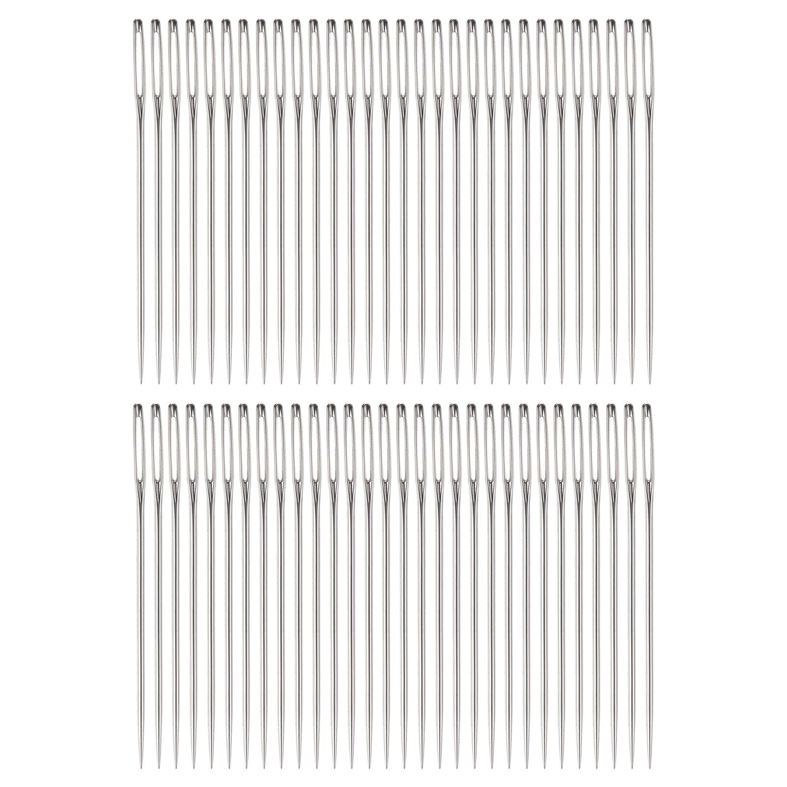 T60本の大型アイ針 1.8" 刺繍針 手縫い用 刺繍針 ステンレス製 レザークロスステッチ用