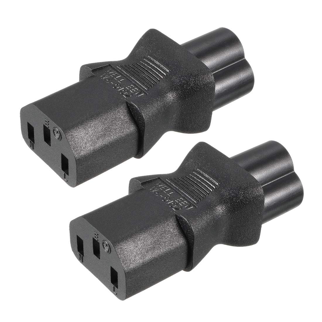 T AC電源アダプター ABSシェル製 ブラック AC125V 10A/AC250V 2.5A IEC320 オス C6 ―メス C13電源ソケットアダプター 2個入り