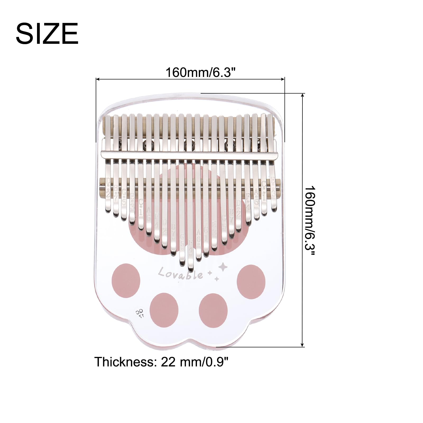 21キー親指ピアノ 透明な猫の足ポータブル指ピアノ キャリーボックス 楽譜ステッカー 調律槌 クリーニングクロス ギフト