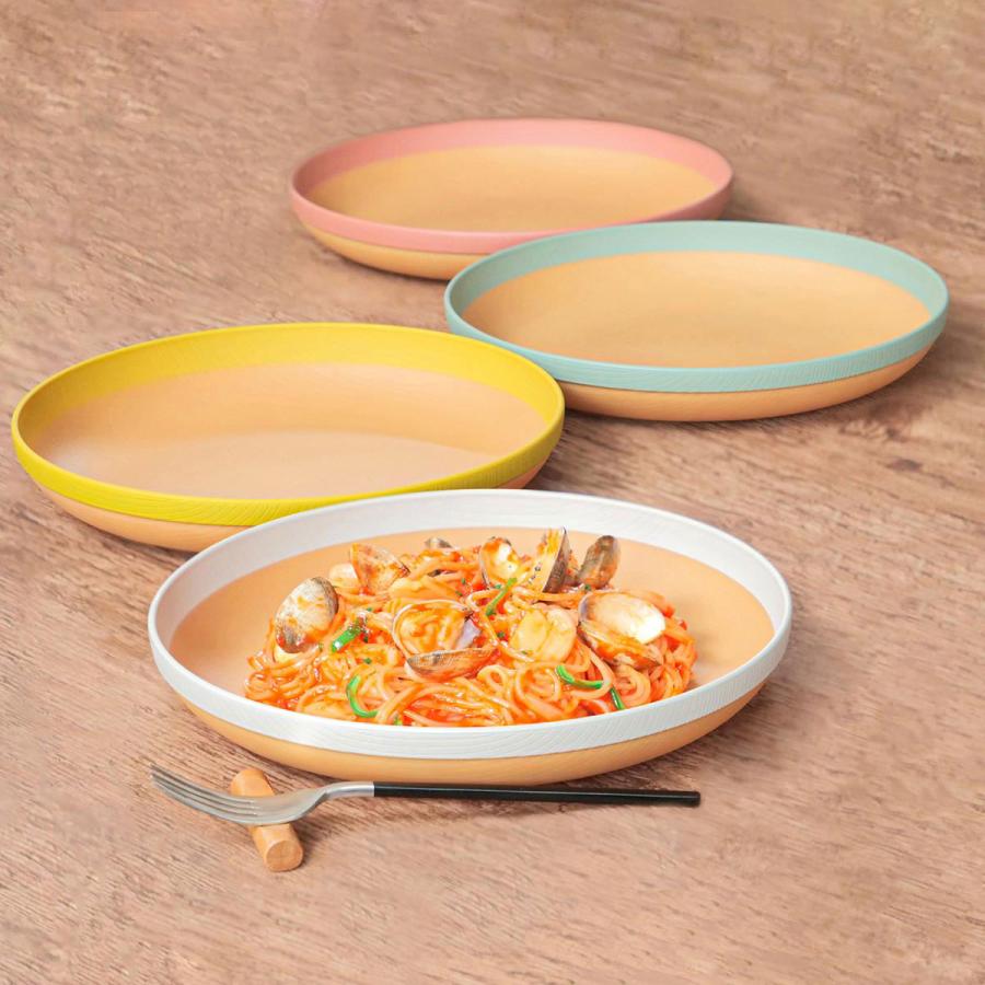 プレート 24cm MUSUBI 山中塗 プラスチック ナチュラルブラウン （ 食洗機対応 電子レンジ対応 皿 中皿 盛り皿 ）