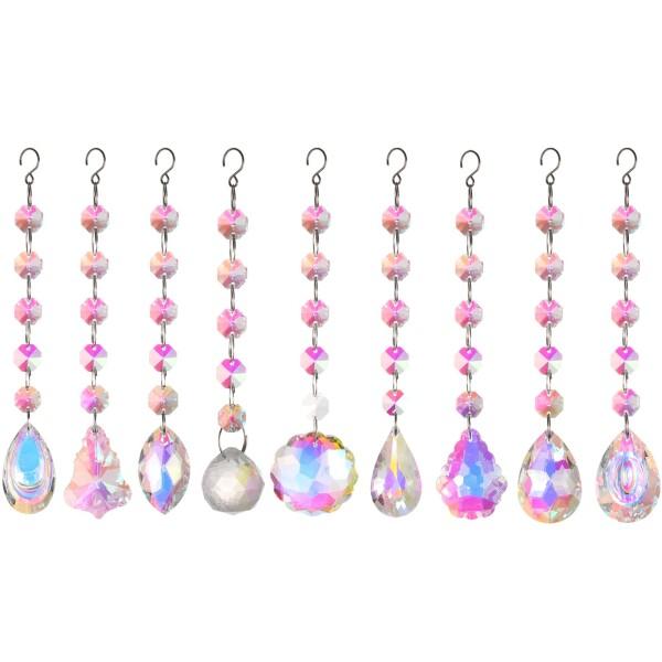 水晶サンキャッチャー 9個 カラフルなハンギング 水晶 サンキャッチャープリズム チェー