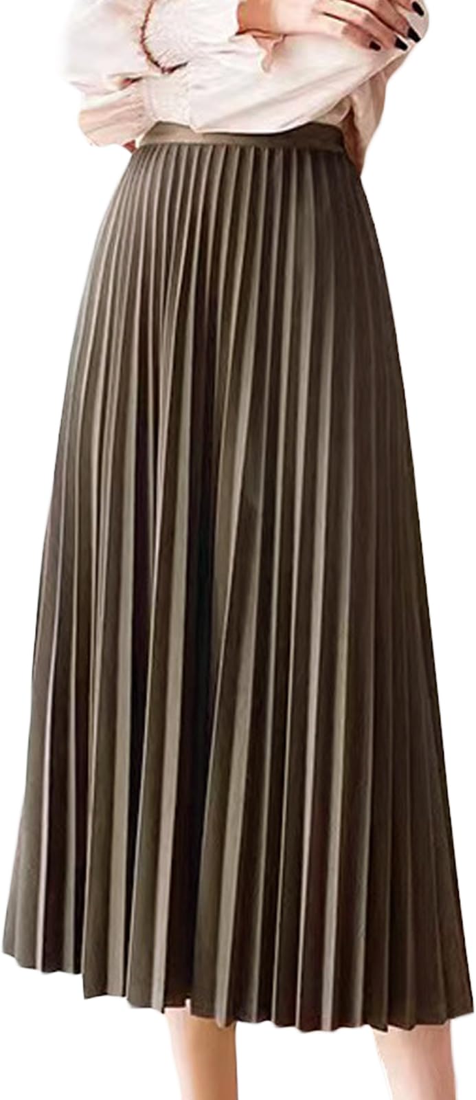 プリーツ シャイン スカート フレア ロング きれいめ 春 秋 ボトムス レディース 20