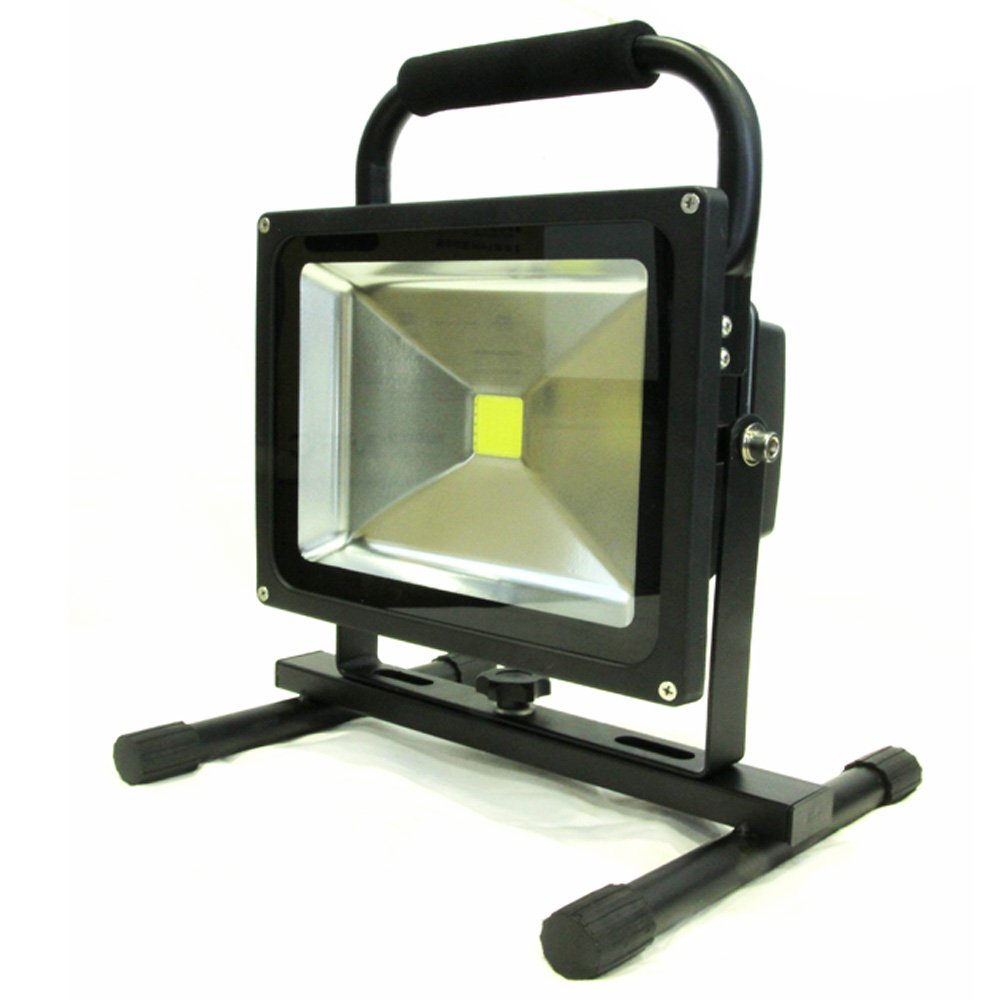 30W LED ポータブル 充電式 投光器 最大 8時間 120° 広角 釣り 防水 コードレス ブラック