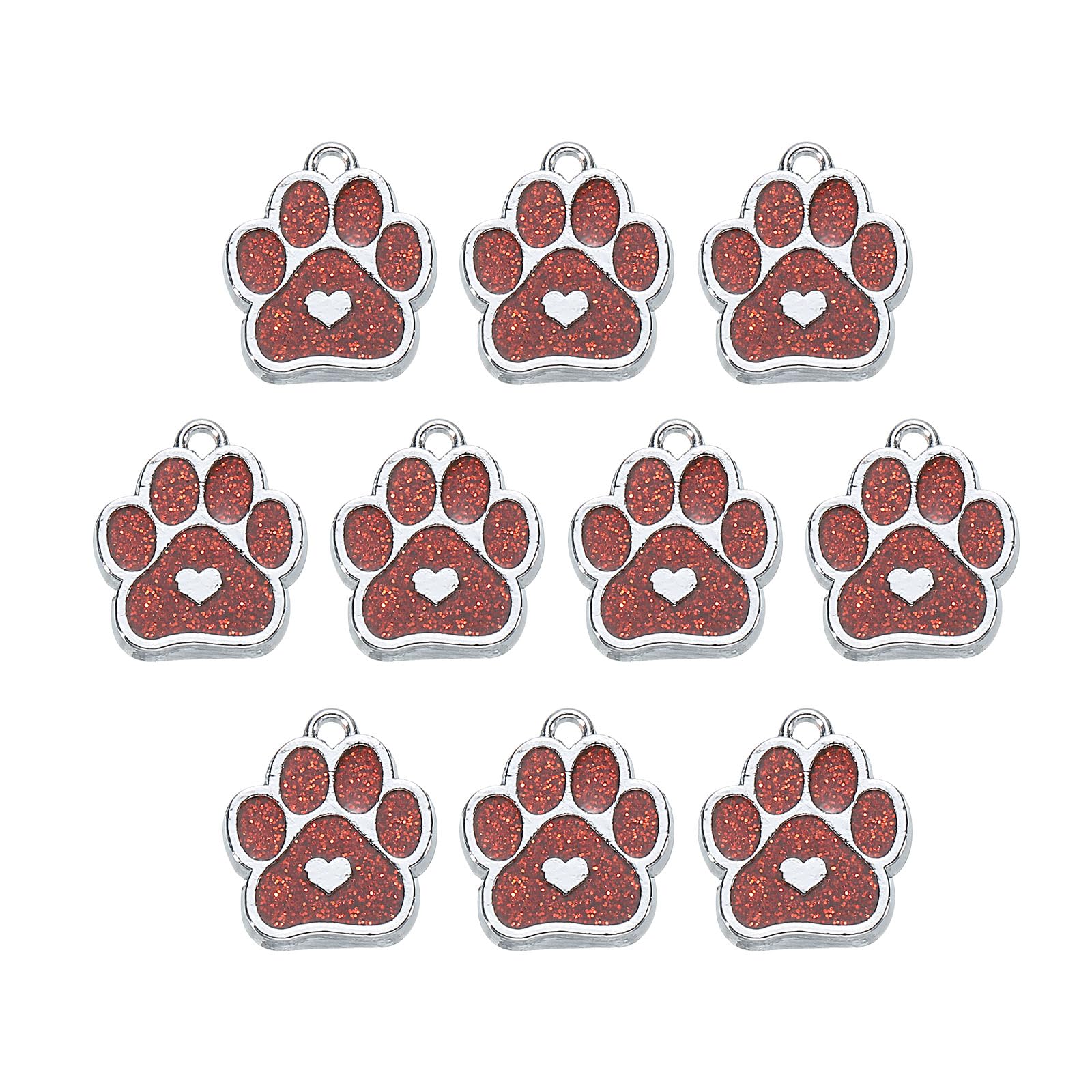 [] 猫犬の足跡装飾 ペンダント アロイ エナメル オレンジ DIY宝石作り イヤリング ネックレス ブレスレット クラフト用 10個セット