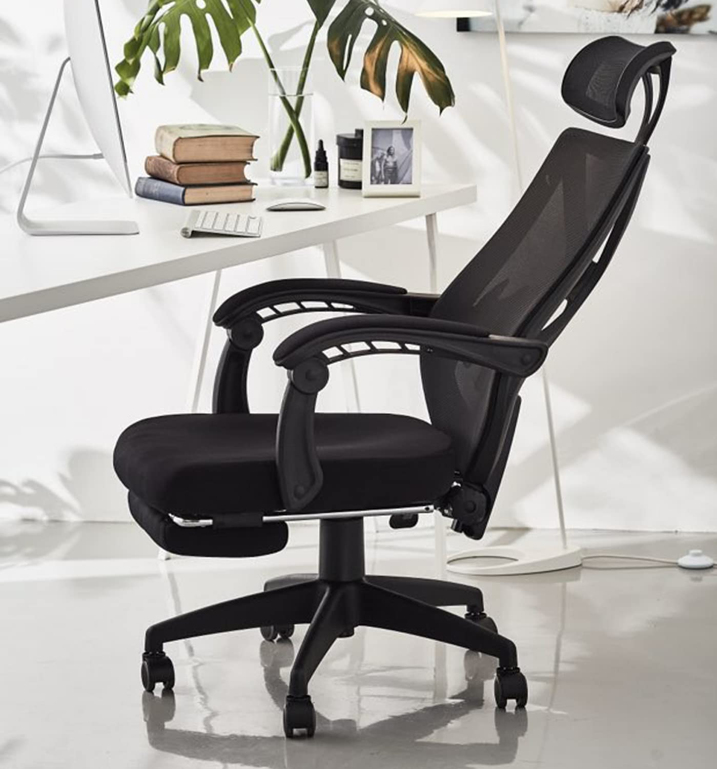 フィスチェア 椅子 （ブラック） （スポンジクッション内蔵） ハイバック リクライニング ヘッドレスト パソコンチェア PCチェア 組み立て簡単 ゲーミングチェア