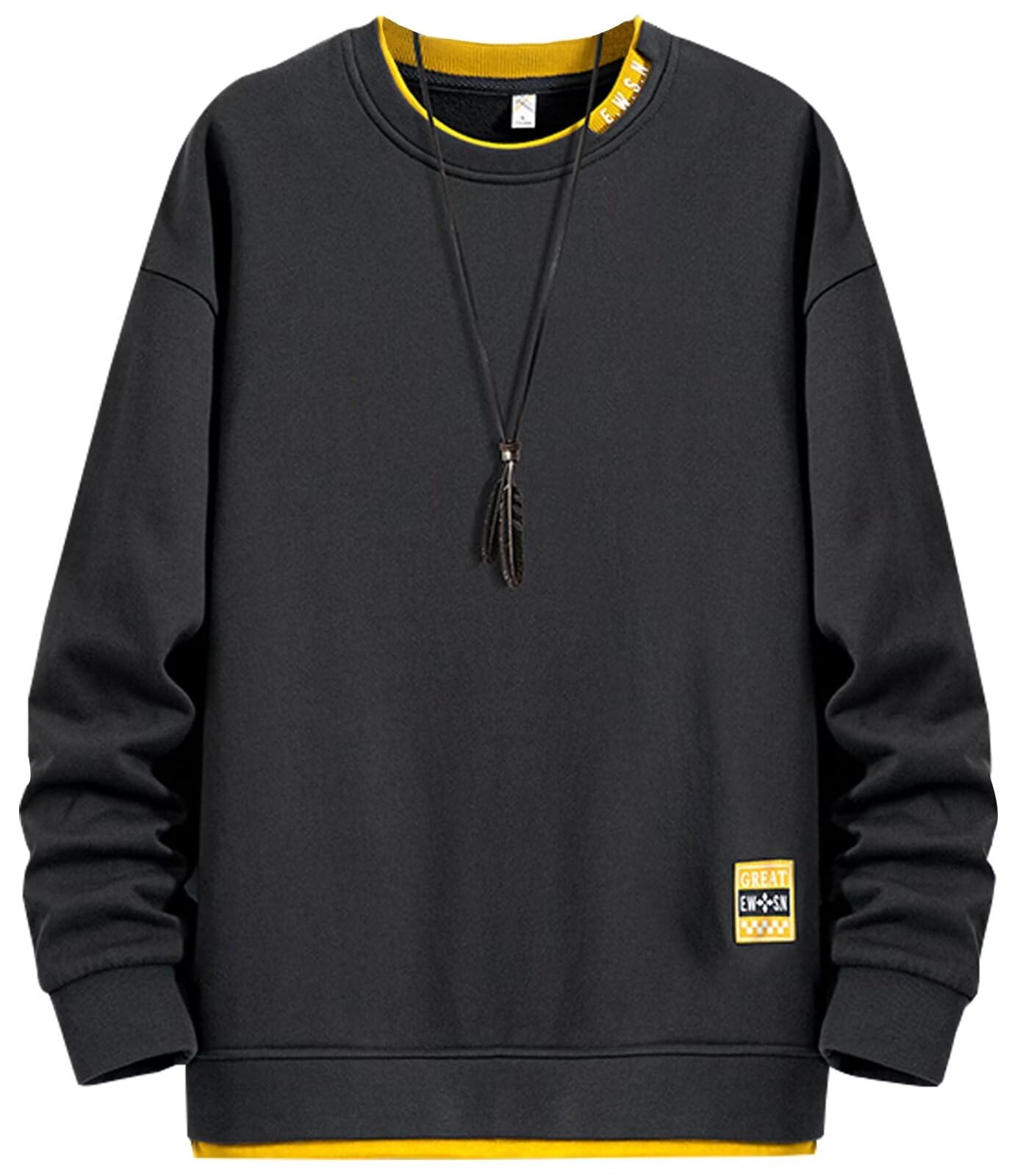 秋服 トレーナー メンズ 大きいサイズ L-8XL プルオーバー 長袖 丸襟 レイヤード カジュアル 無地 ビックシルエット 重ね着風 おしゃれ..