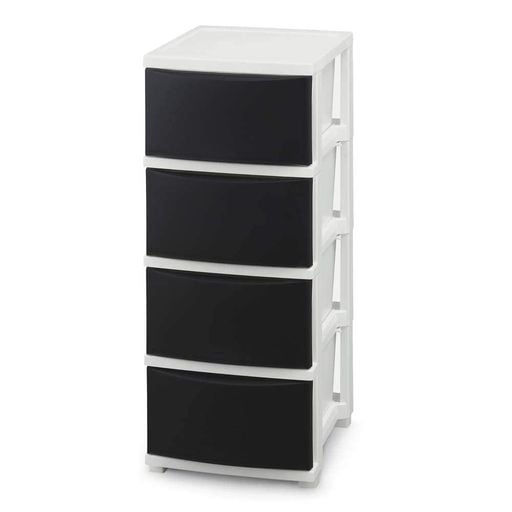 アイリスオーヤマコロネチェスト 一体型フレームで組立て超簡単 チェスト スリム型 4段 ブラック 天板..