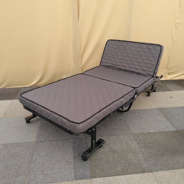 セミシングル ベッドフレーム マットレス付き 折り畳み 折りたたみ グレー シングル リクライニング可..