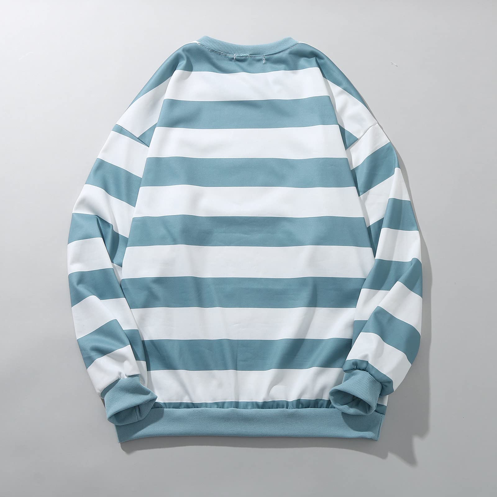 メンズカジュアルストライプロングスリーブトップスリブスリーブラウンドネックスウェットシャツブラウス メンズ スウェット 上 スウェット メンズ 下 5l