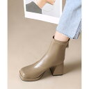 ショートブーツ レディース太ヒールブーツ