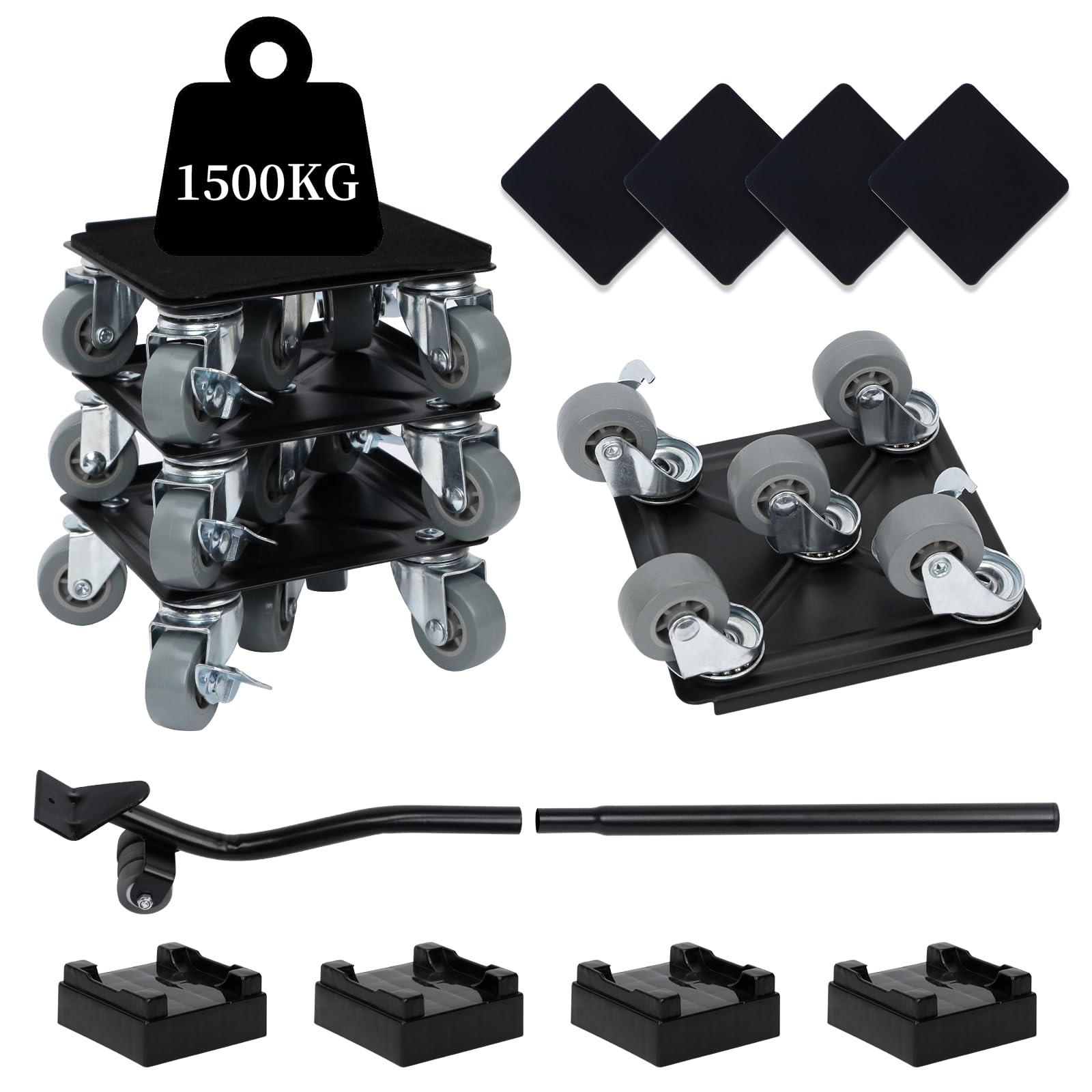 家具移動便利グッズ 360度回転キャスター付き 台 台車セット 家具移動ヘルパー リフター・ブレーキ付き..