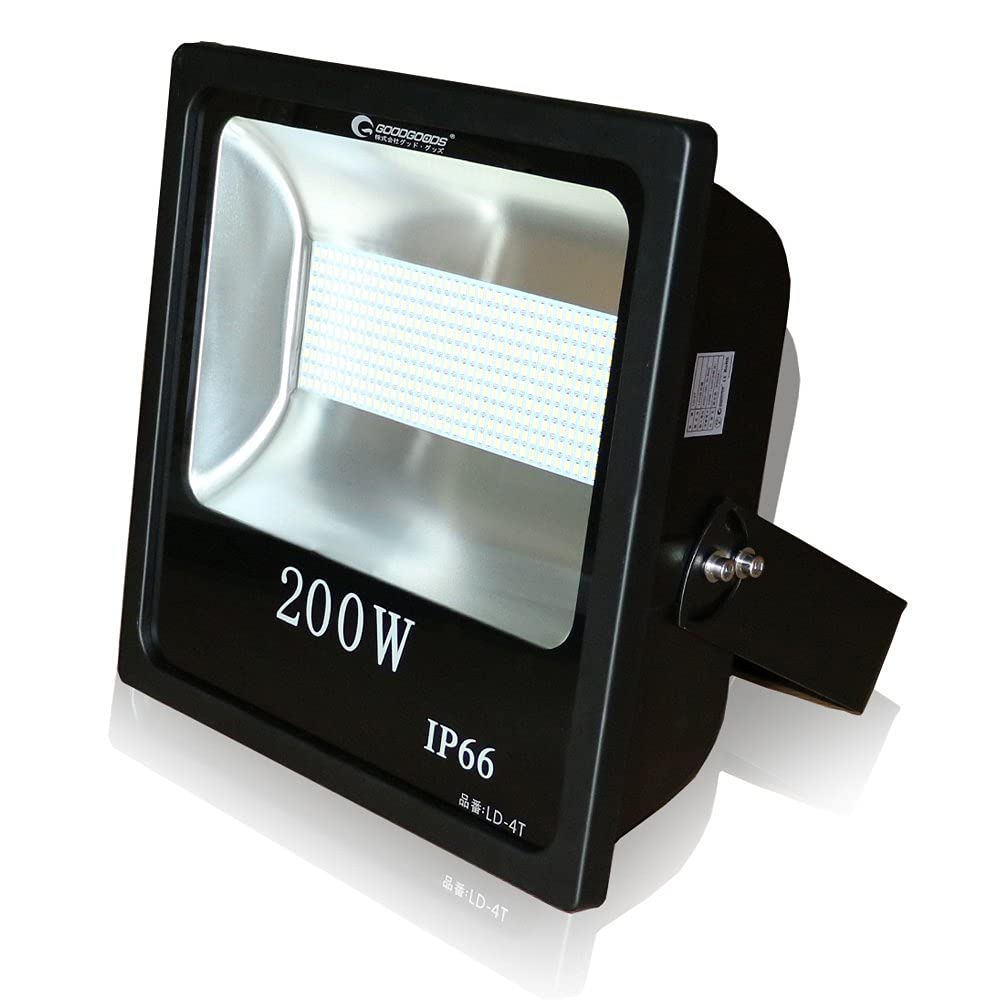 グッド・グッズ 200W 28000LM 昼光色 フラッドライト IP66 防水 投光器 屋外照明 作業灯 100V対応 ledライト ワークライト 高輝度 省...