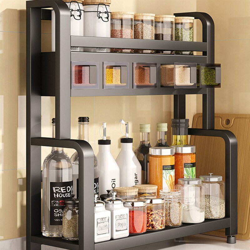 キッチン調味料収納ラック家庭用カウンタートップ多機能油塩ソース酢収納ボックス調味料用品収納ラック