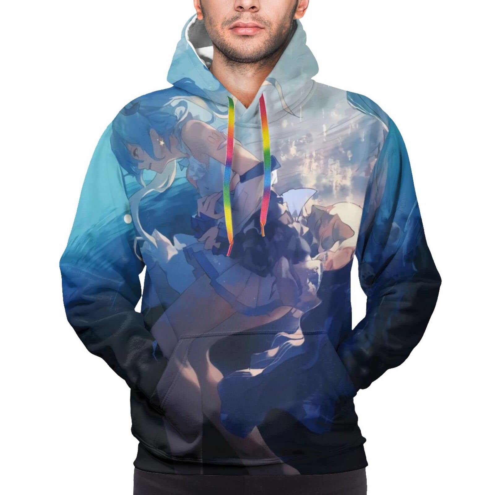 [T] 初音ミク メンズ パーカー 長袖 プルオーバー スウエット フード付き 春秋冬服 Lのサムネイル