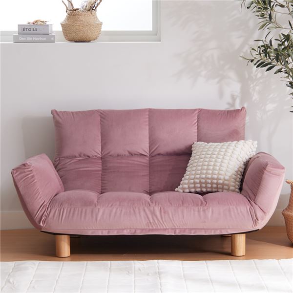 コンパクふかふかカウチソファ ベロアピンク