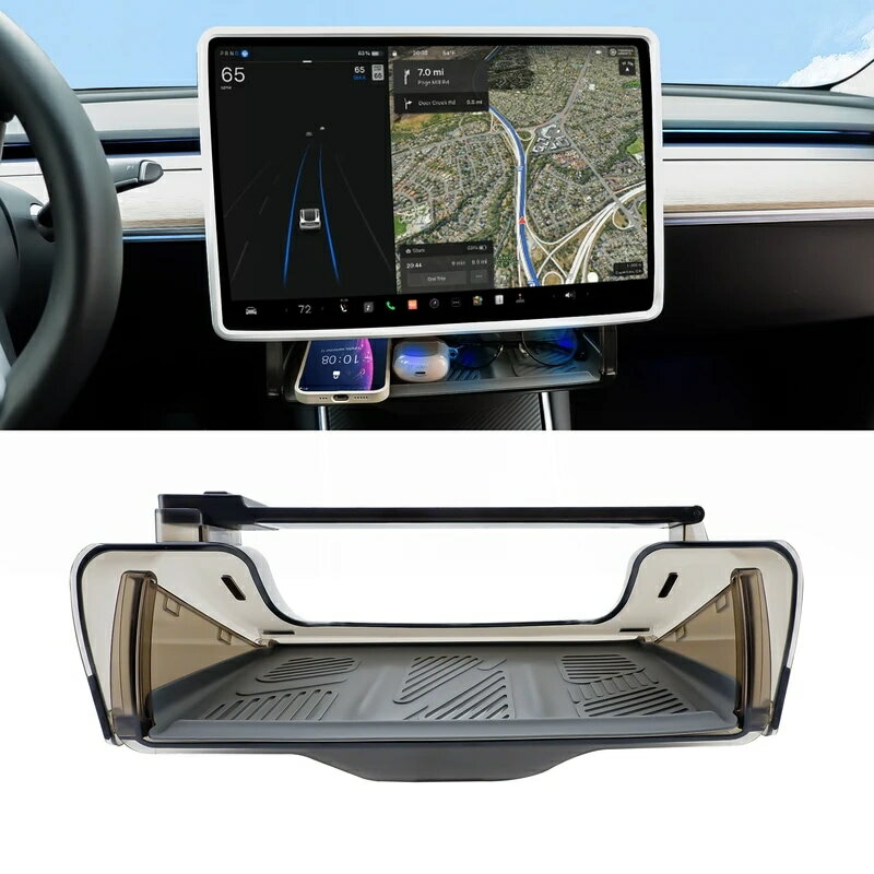 スクリーンストレージトレイの下スクリーンオーガナイザーの後ろテスラモデルy 3ハイランド用ボックス2..