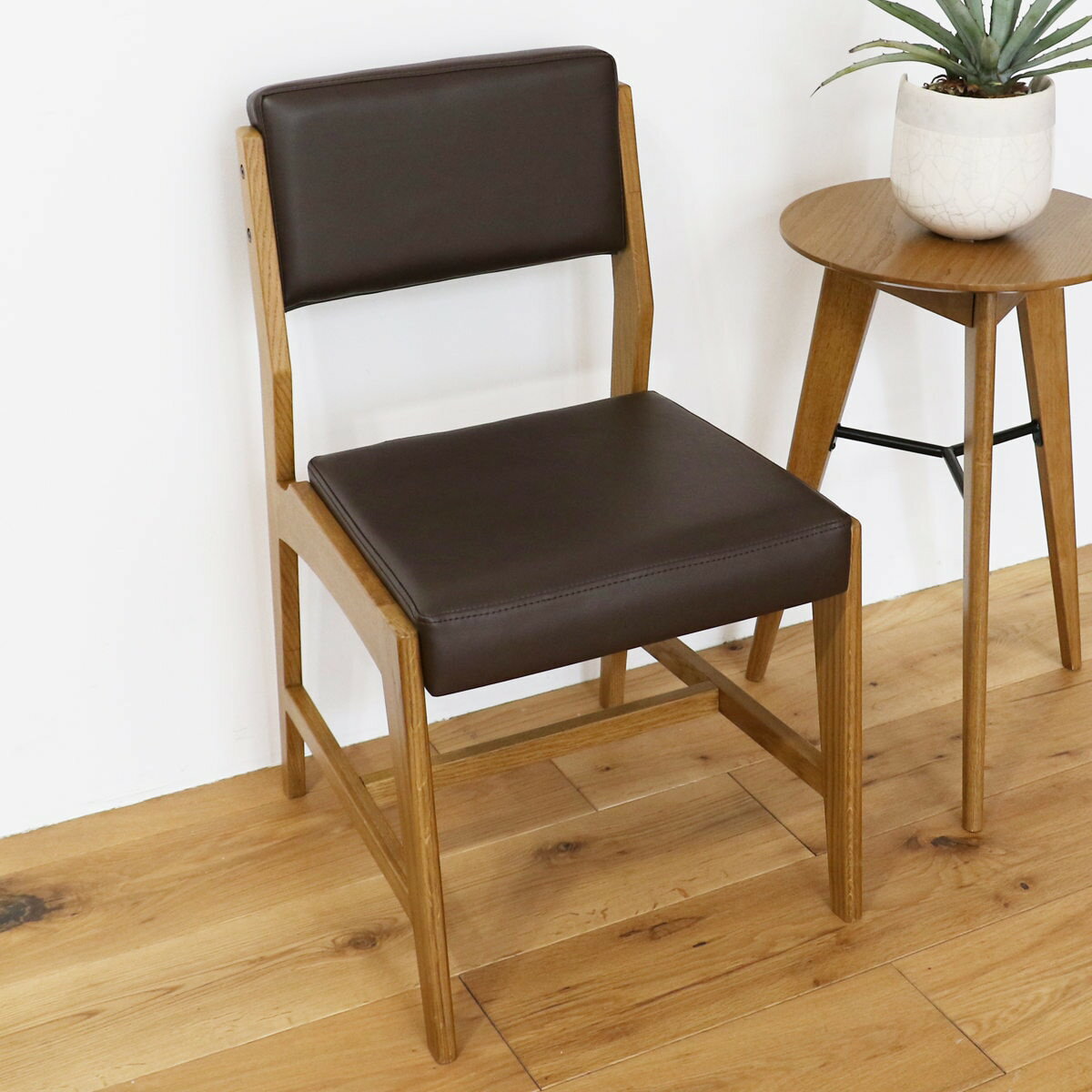 ダイニングチェア 座面高44cm ソフトヴィンテージ レザー調 椅子 イス チェア 木製 天然木 肘なし 食卓 いす 食卓椅子 チェアー