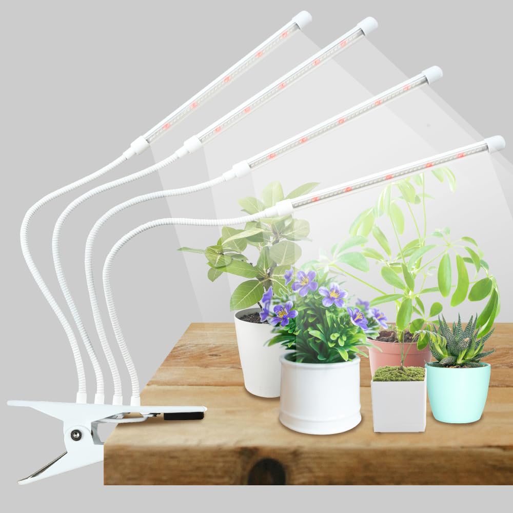 植物育成ライト led クリップ 【1～4本まで選べるライト本数】 植物用ライト スタンド 観葉植物 多肉植物 室内栽培 水槽 ライト 360度アーム 調光/切り替え/タイマー