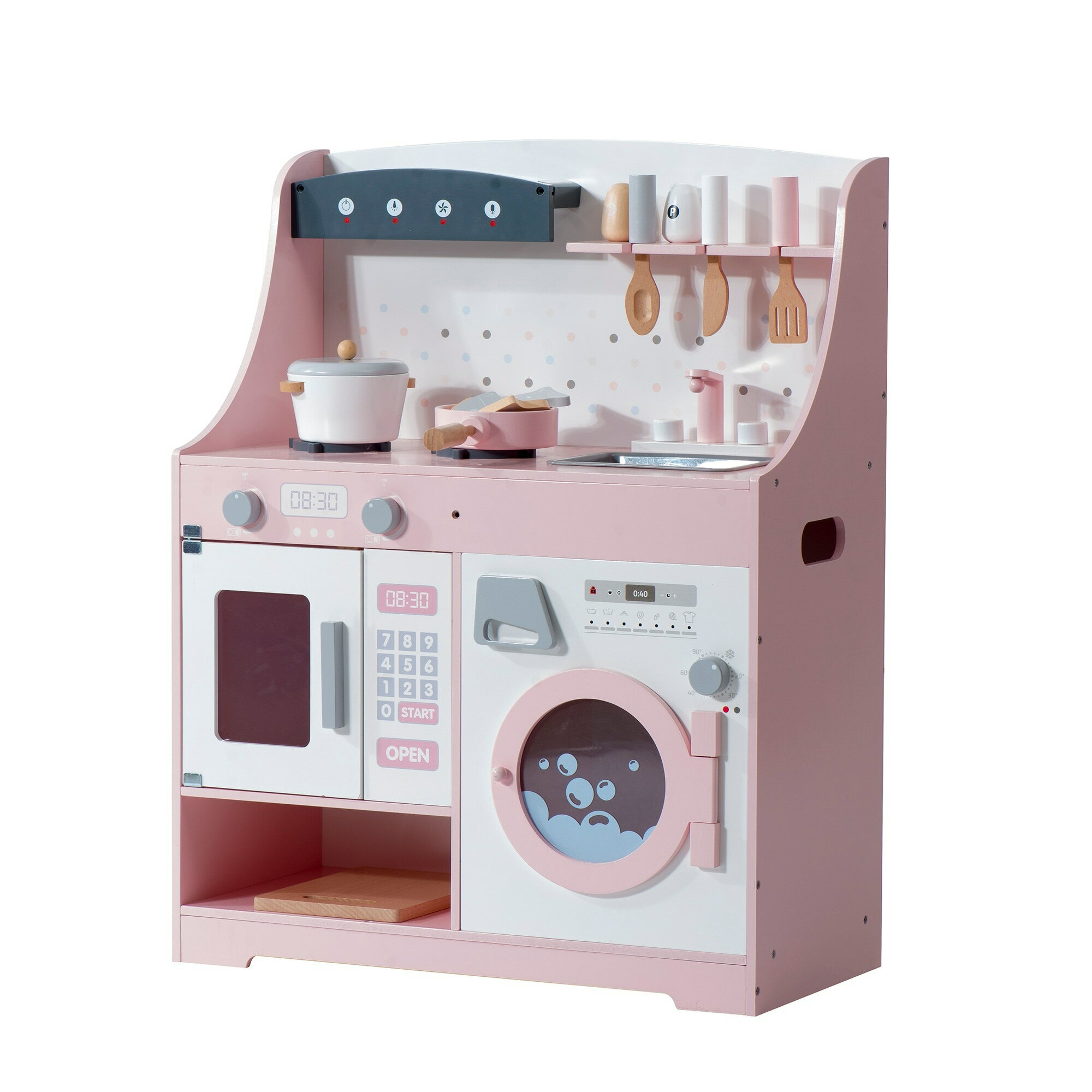 おままごと キッチン 木製 誕生日 台所 洗濯機 調理器具付き 調味料 食材 知育玩具 おもちゃキッチン ..