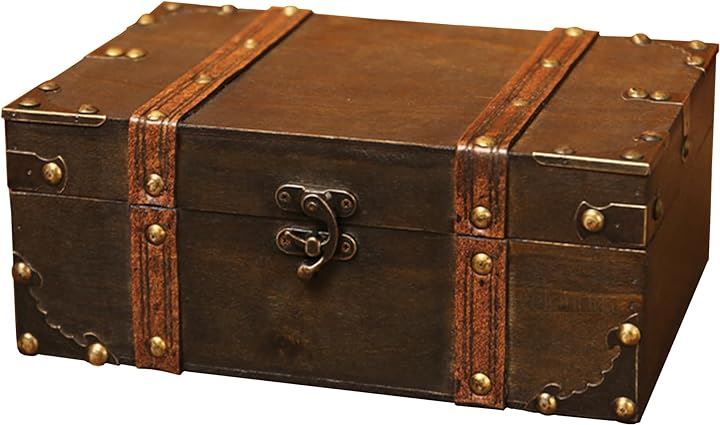アンティーク風 ボックス 収納 小物入れ 木箱 収納ボックス アクセサリー入れ ダークブラウン( A, 小)
