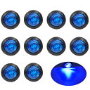 トラック サイドマーカー 埋め込み LED 12V-24V 丸型 サイドマーカーランプ トラック用 マーカーランプ ゴムケース ブルー 10個セット(3)