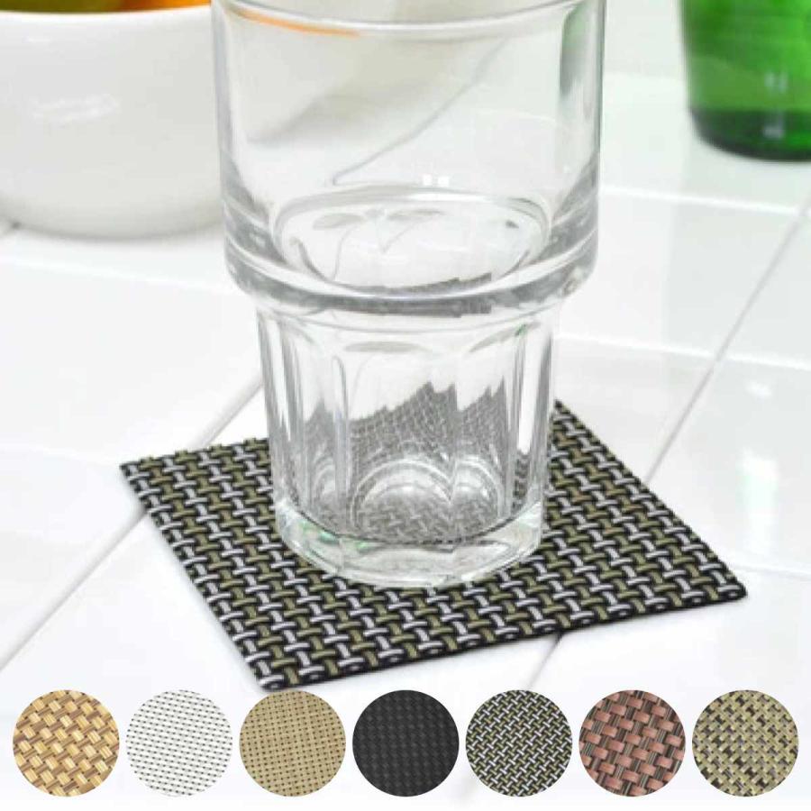 コースター 四角 10.5cm 格子柄 Ta ビニール （ 茶托 グラスマット キッチン雑貨 インテリア ）