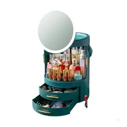 LEDミラーボディ卓上化粧品収納ケースins大容量スキンケア化粧品ドレッサー棚化粧ケース