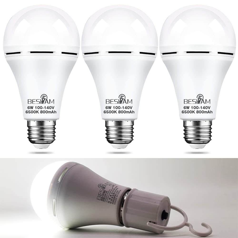 LED電球 停電時自動点灯ライト E26 40W形相当 6W 昼光色 480lm フック付 充電式 緊急ライト 非常灯 T 省エネ