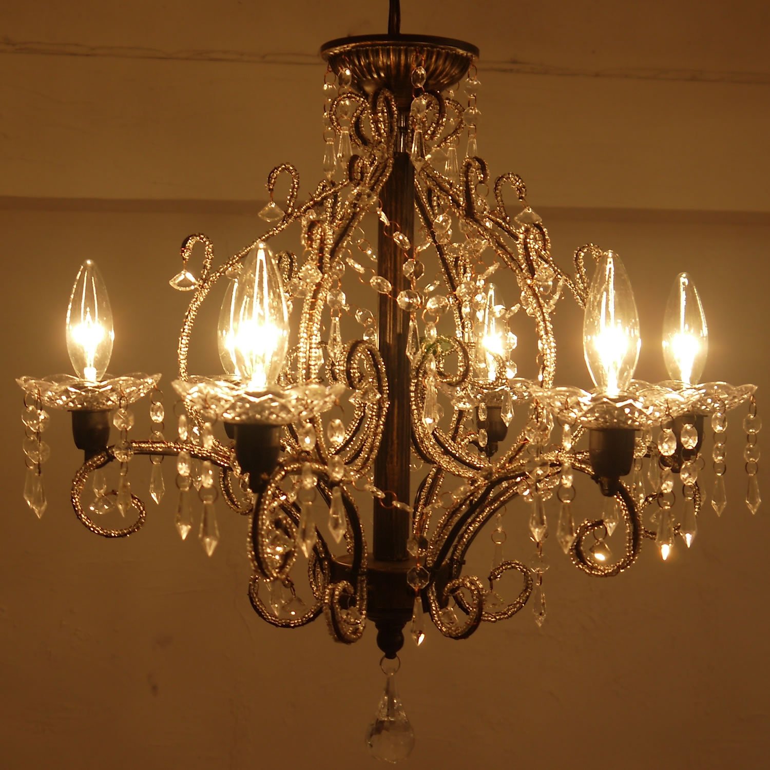 シャンデリア ジュエルアンティーク調シャンデリア ホワイト 6灯タイプ