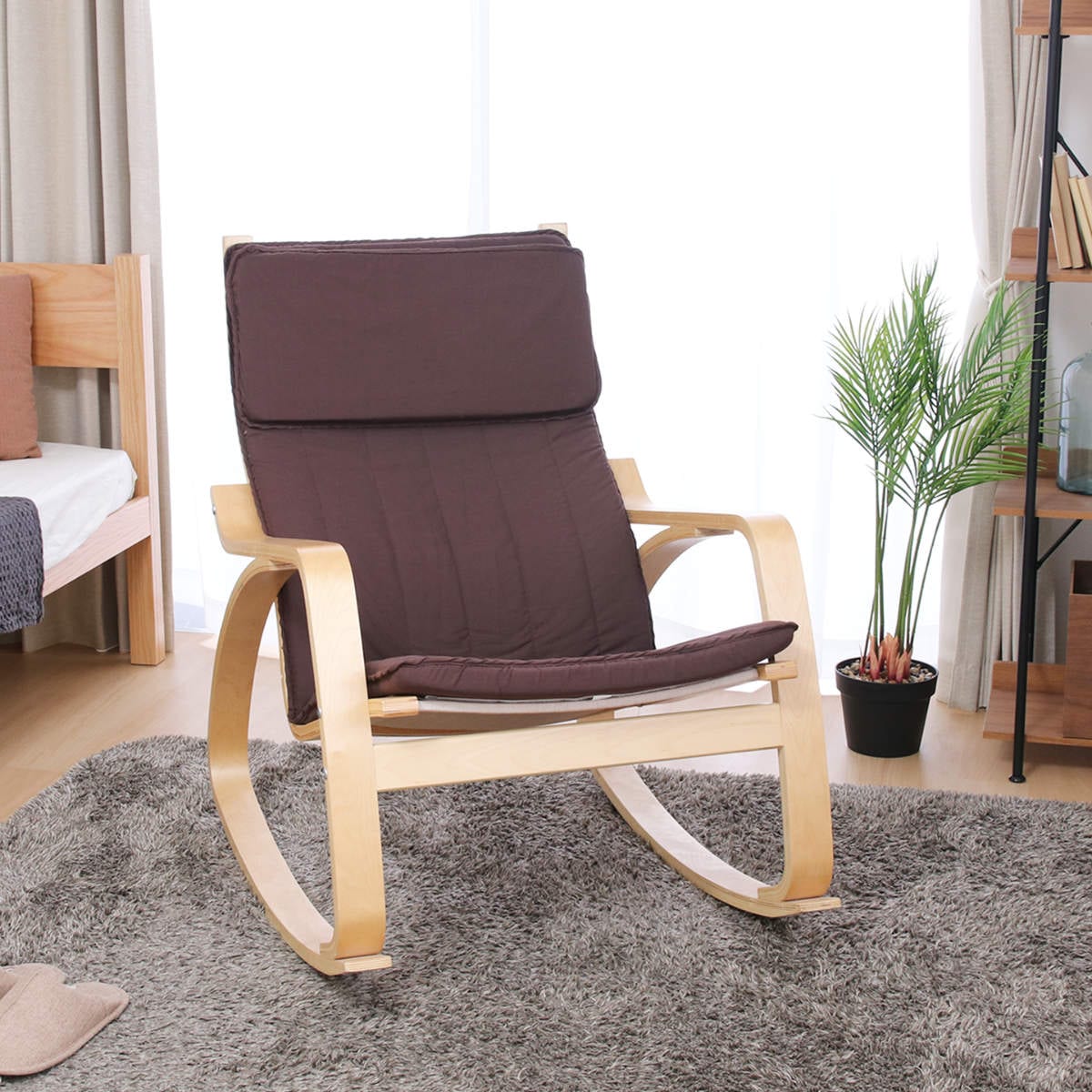 ロッキングチェアリラックスチェアー スリム 1人掛け 椅子 ソファ チェア パーソナルチェア リラックスチェアフレーム ファブリック 布 肘付き アーム