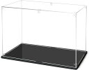 フィギュアケース アクリルケース 高強度接続構造 より頑丈 両用台座 大型 コレクション 組み立て簡単 防汚 手袋( 台座黒+ミラー付き台座, 幅35x奥行25x高さ25cm)
