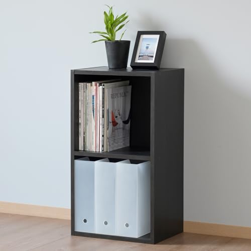 Terapowerの] 棚 本棚 カラーボックス A4ファイル対応 2段 幅40奥行29高さ73.5cm 横置き 積重ね可能 収納 組立品 ダークブラウン｜アングル2