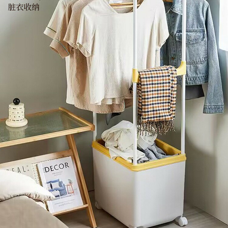 コートラック、寝室の床置きハンガー、家庭用の小さなシンプルな汚れた衣類バスケット、屋内モバイル収納ラック