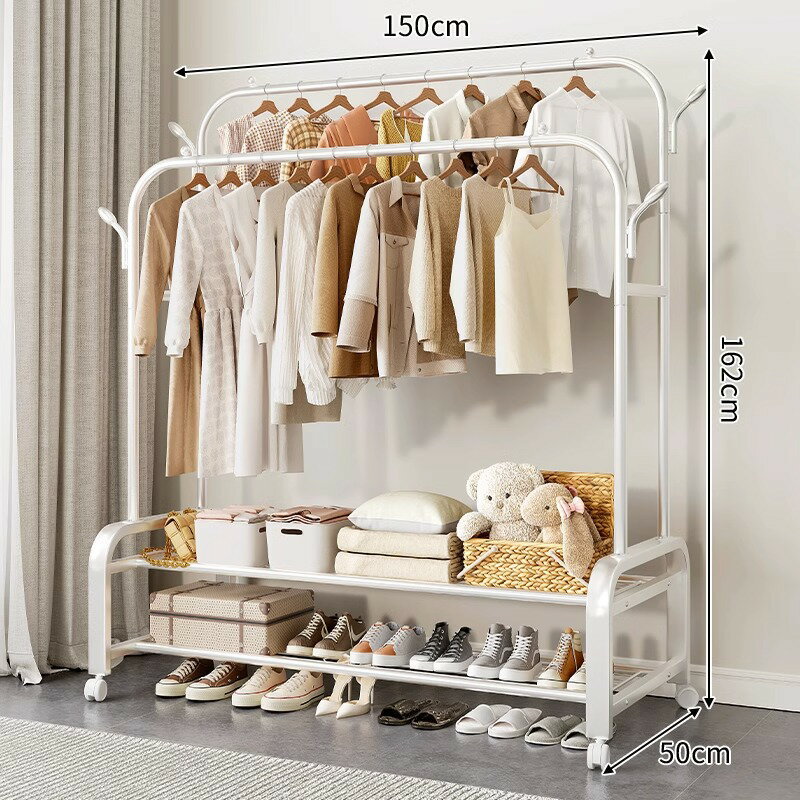 衣類ラック寝室床置きシンプル多機能家庭用屋内衣類乾燥ラック二極衣類収納ラックコートラック