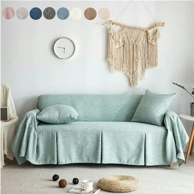 ソファカバー 3人掛け ソファカバー 無地 替えカバー マルチカバー リネン混紡 マルチクロス カーペッ..