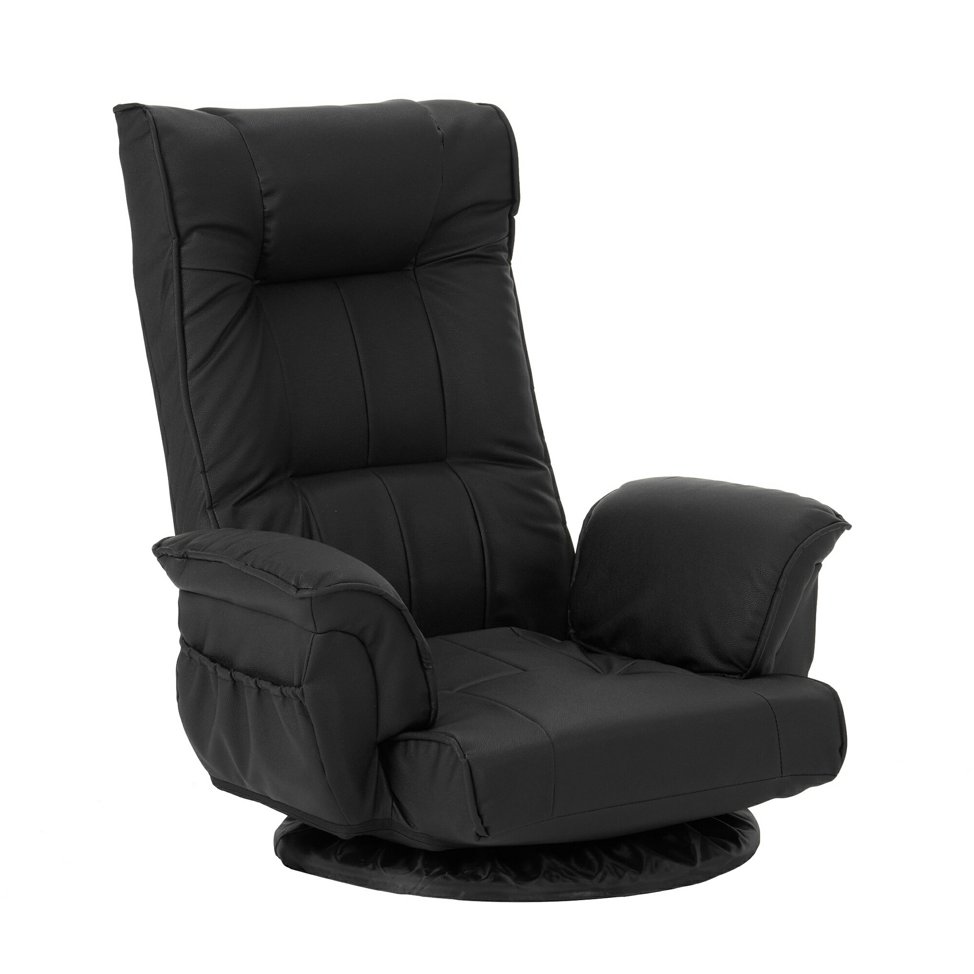 PUレザー 回転式座椅子 肘掛け ハイバック 座いす リクライニング 1人掛けフロアソファー リラックスチ..