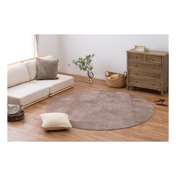 洗えるラグ メレンゲタッチ 約185cm 円形 ホットカーペットカバー ベージュ 240620524