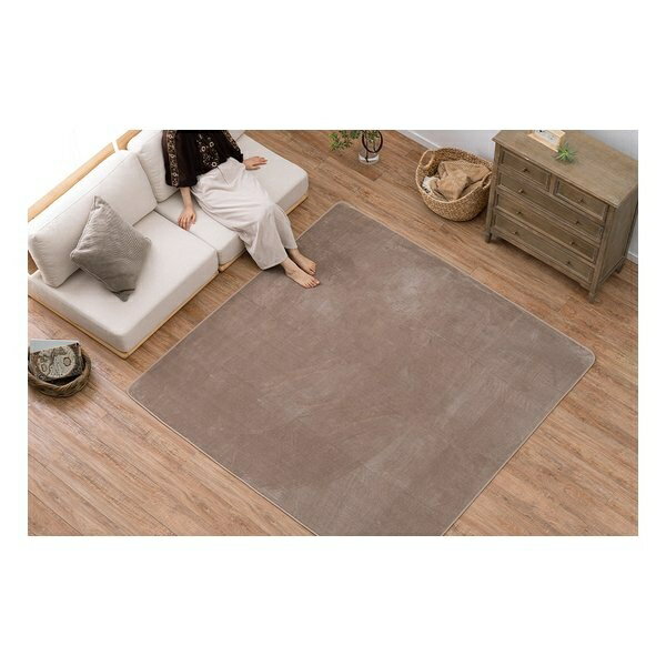 洗えるラグ メレンゲタッチ 約185×185cm ホットカーペットカバー ベージュ 240620504