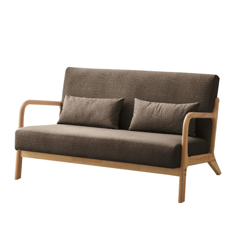 ソファ 2人掛け 木製 ファブリック リビングソファ 肘付き 天然木 通気性にも優れているのでソファ